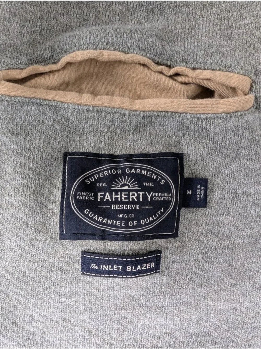 Faherty Reserve the Inlet Blazer Gray Cotton Blend Men's size M